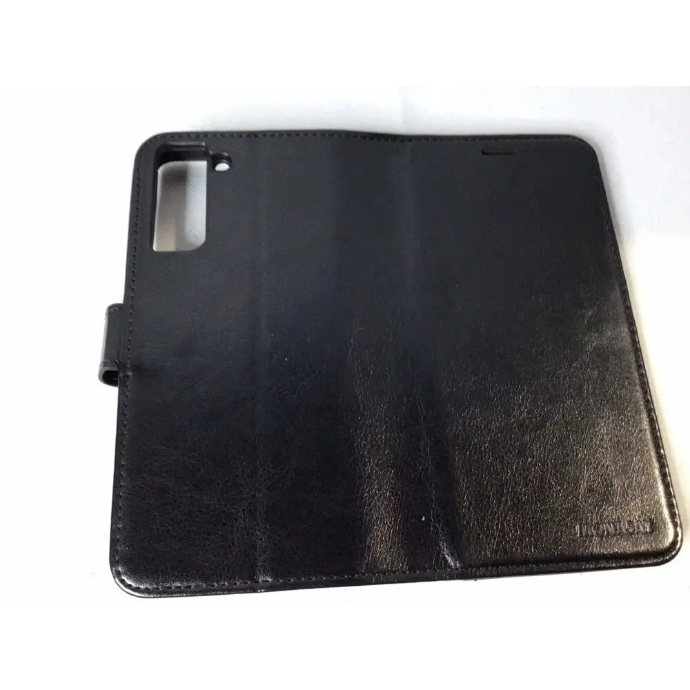 MONASAY Wallet Case Compatible for Galaxy S21 Black, Screen Protector Included